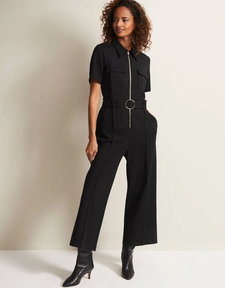 Polly Black Zip Jumpsuit