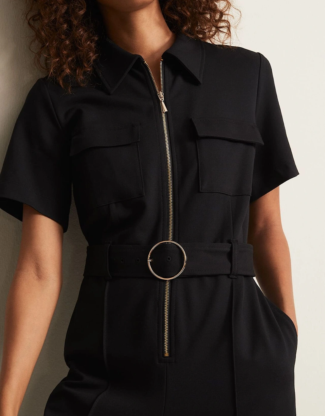 Polly Black Zip Jumpsuit