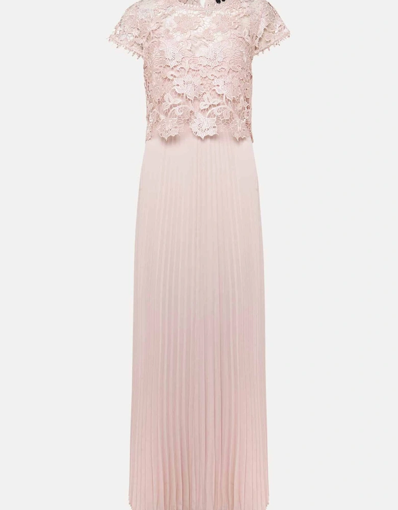 Michelle Lace Pleated Maxi Dress