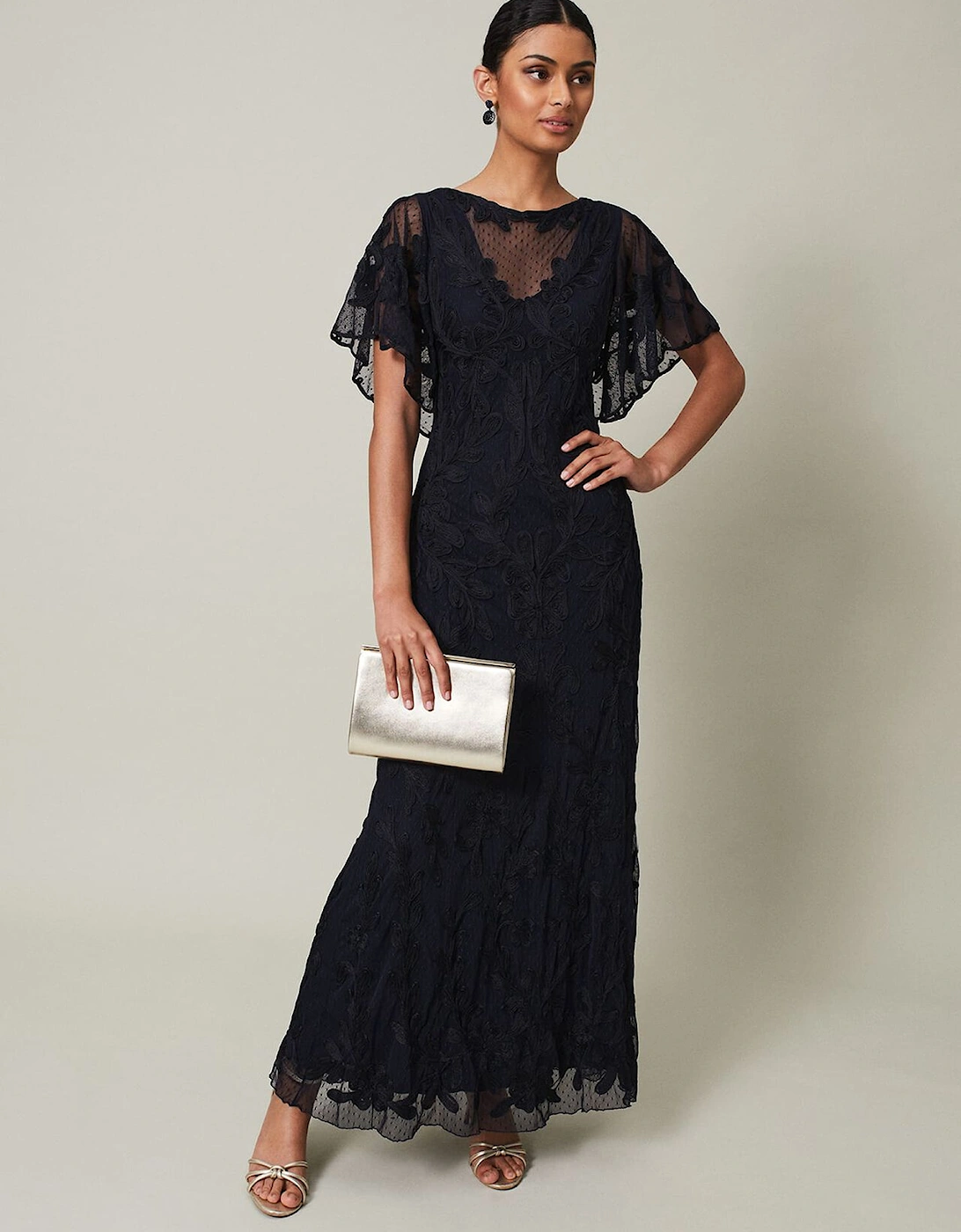 Noelle Navy Tapework Maxi Dress, 7 of 6