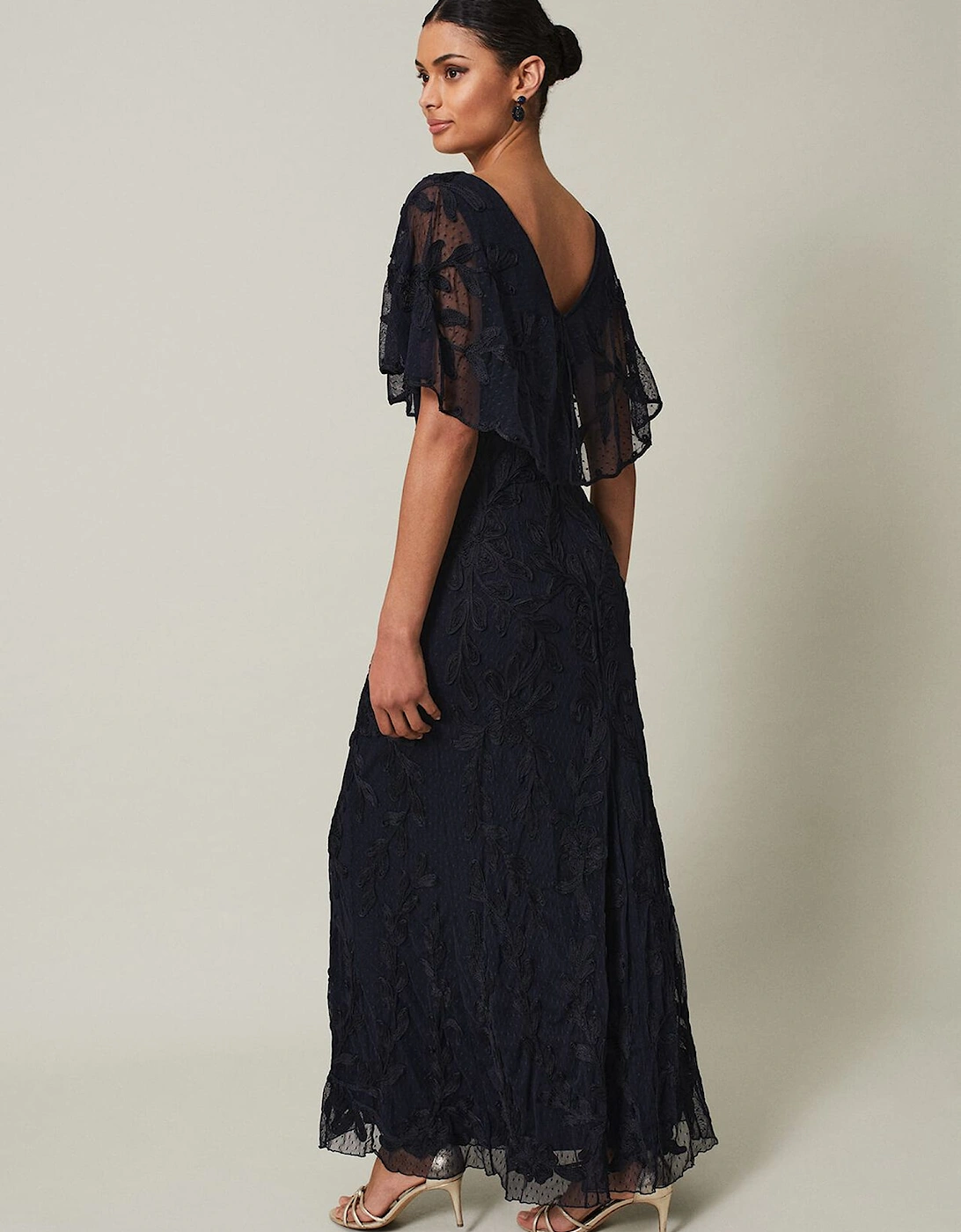 Noelle Navy Tapework Maxi Dress