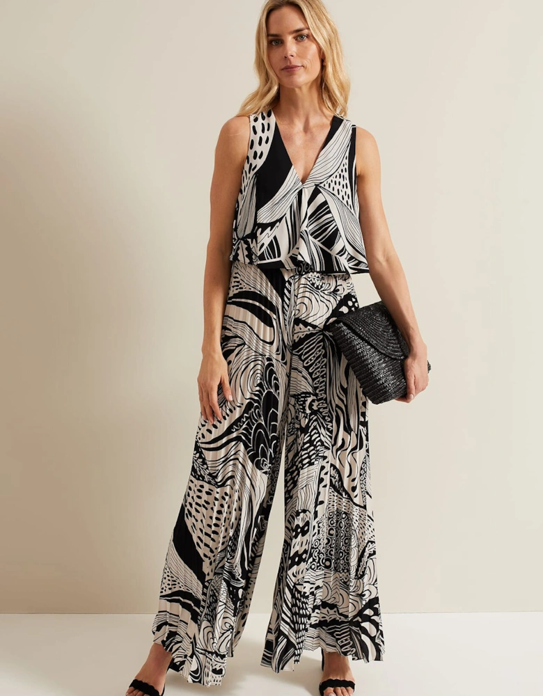 Saskia Abstract Pleated Jumpsuit