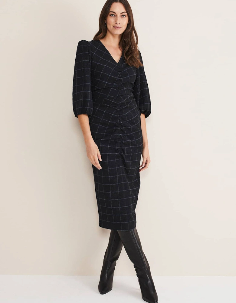 Addison Check Ruched Dress