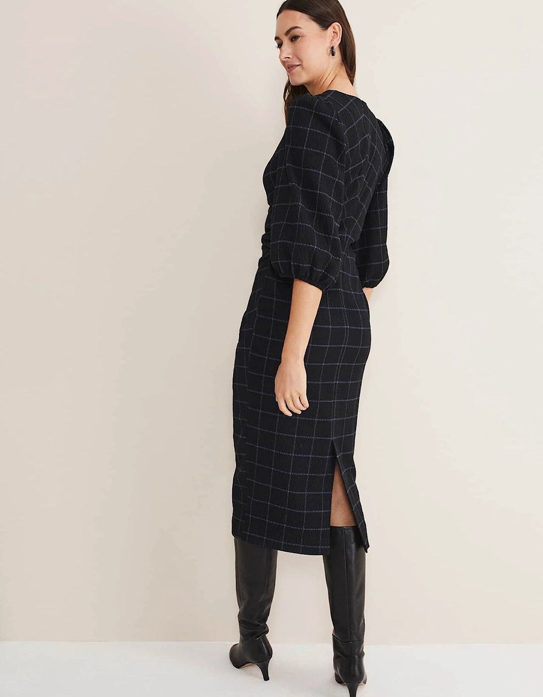 Addison Check Ruched Dress