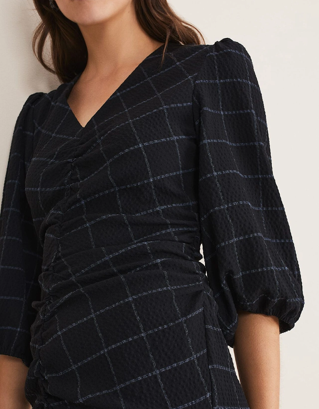 Addison Check Ruched Dress