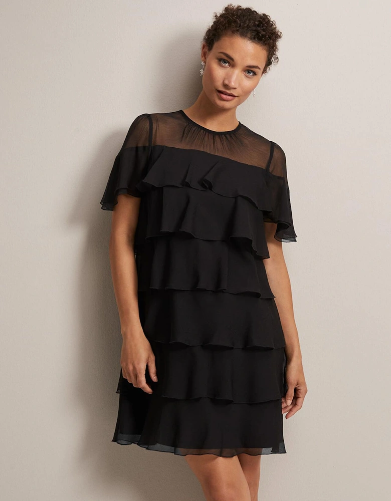 Nika Black Tiered Shift Dress