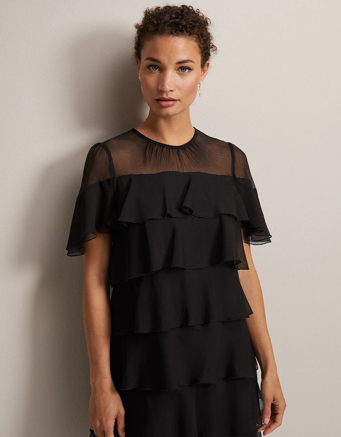 Nika Black Tiered Shift Dress