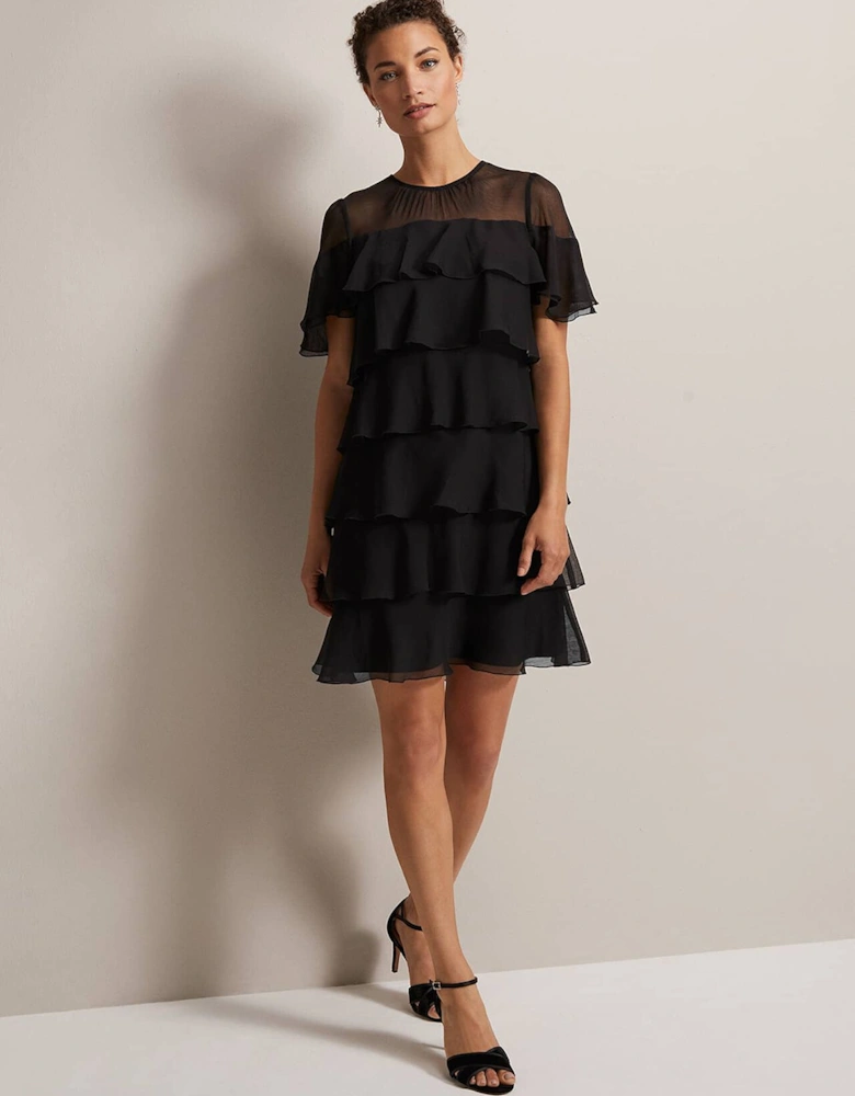 Nika Black Tiered Shift Dress