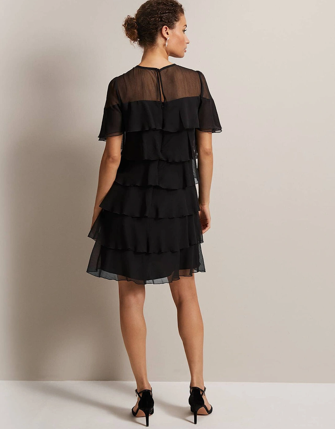 Nika Black Tiered Shift Dress