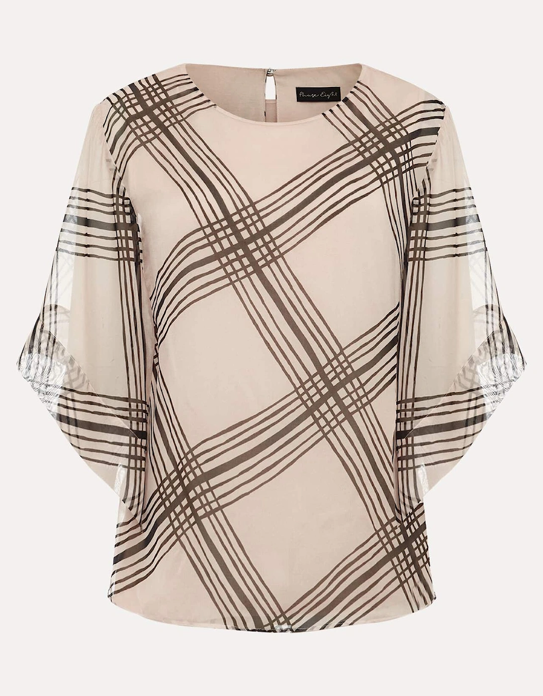 Aleena Check Silk Print Top