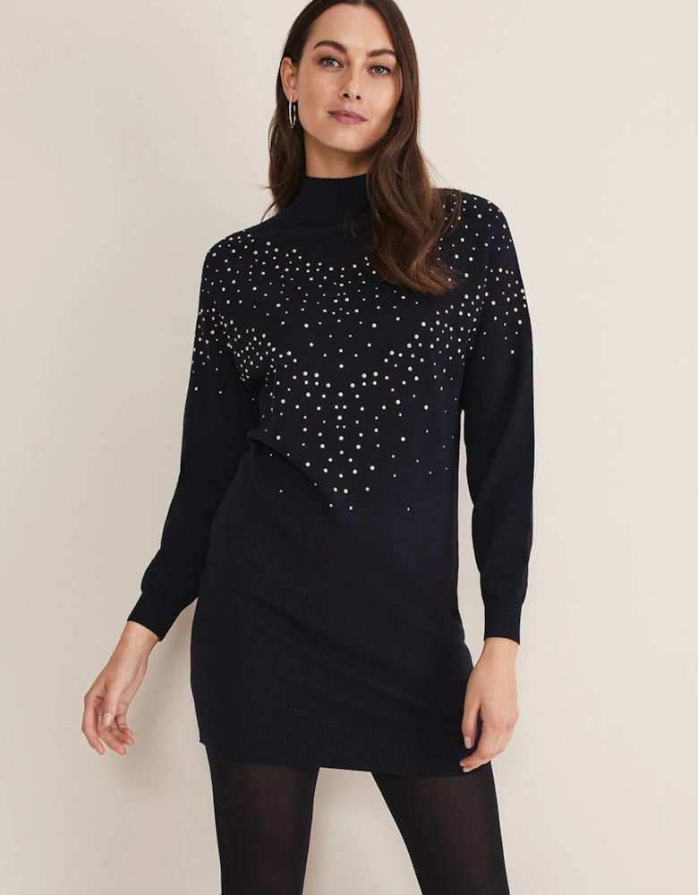 Helena Gold Stud Knit Dress