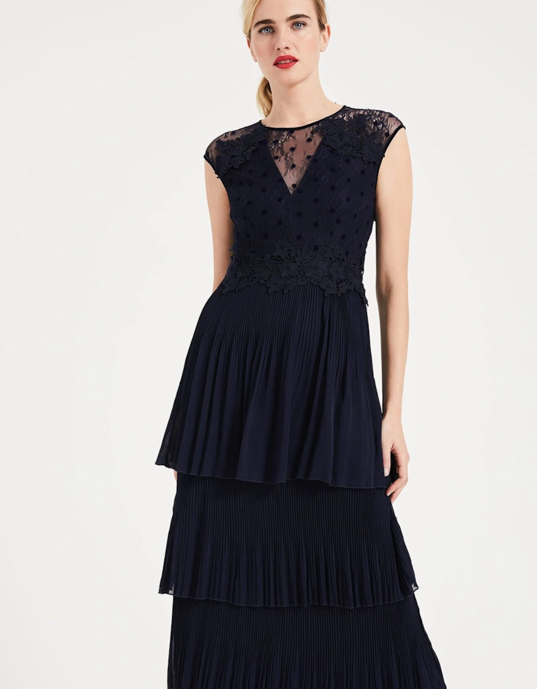 Oiriana Pleated Lace Maxi Dress