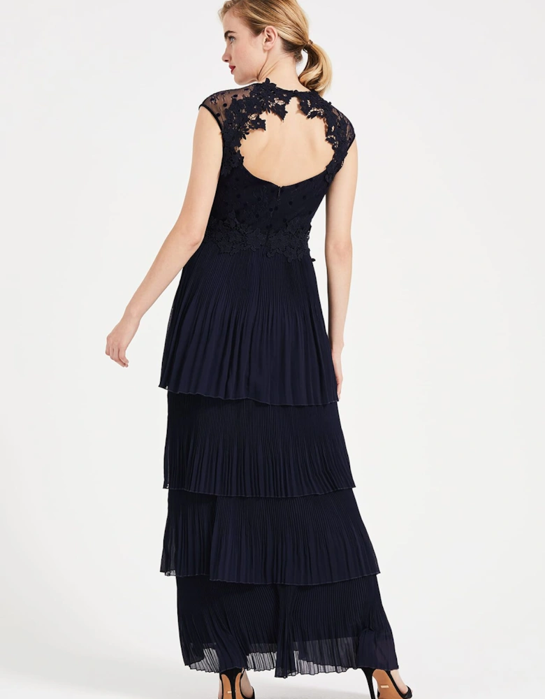 Oiriana Pleated Lace Maxi Dress