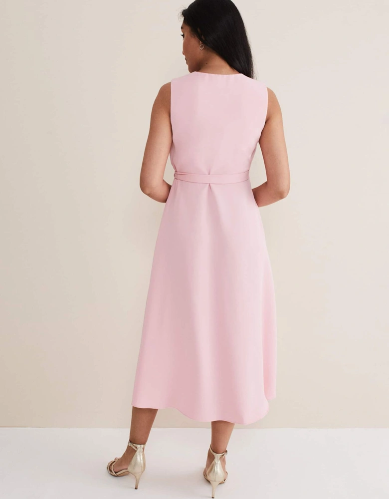 Petite Julissa Sleeveless Ruffle Wrap Midi Dress