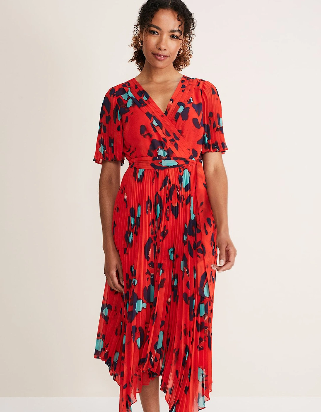 Kendall Butterfly Print Pleated Midi Dress