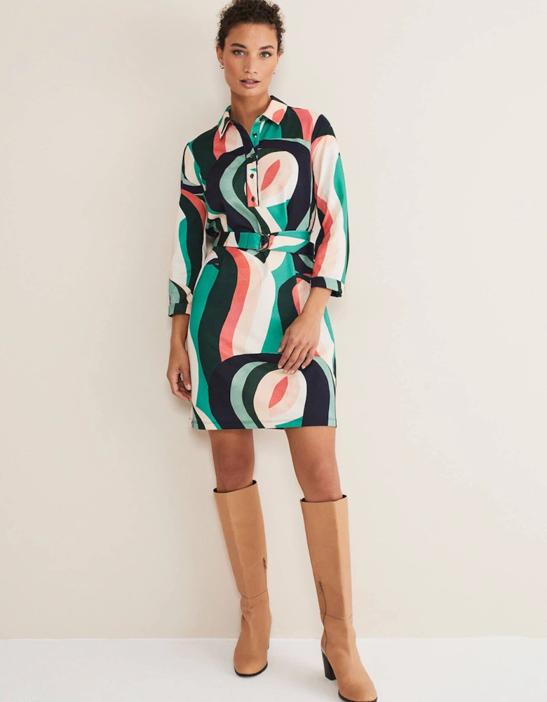 Beth Swirl Belted Shift Dress