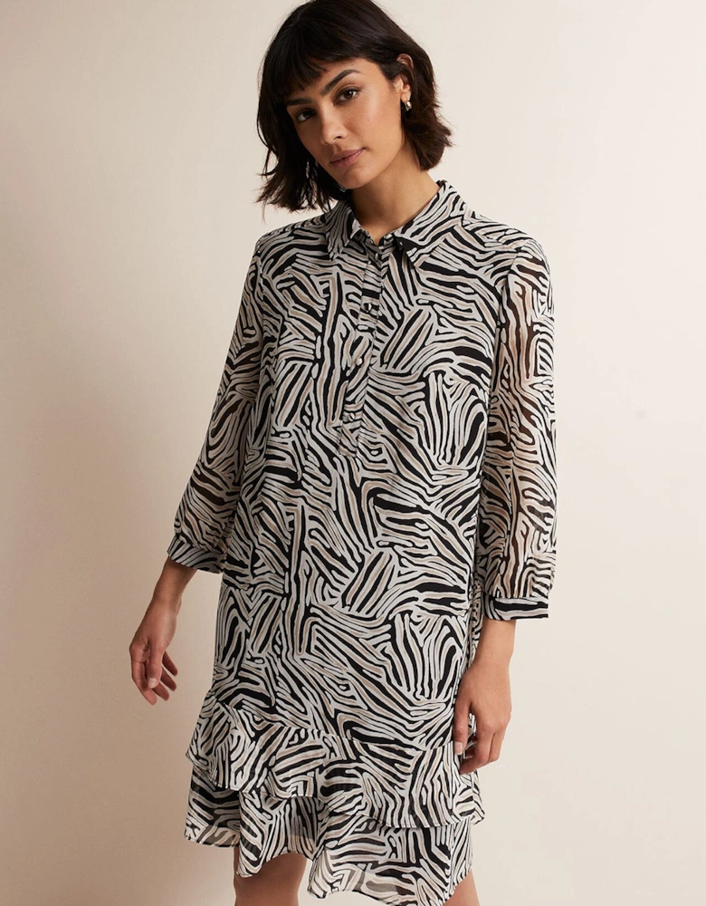 Penelope Zebra Shirt Mini Dress