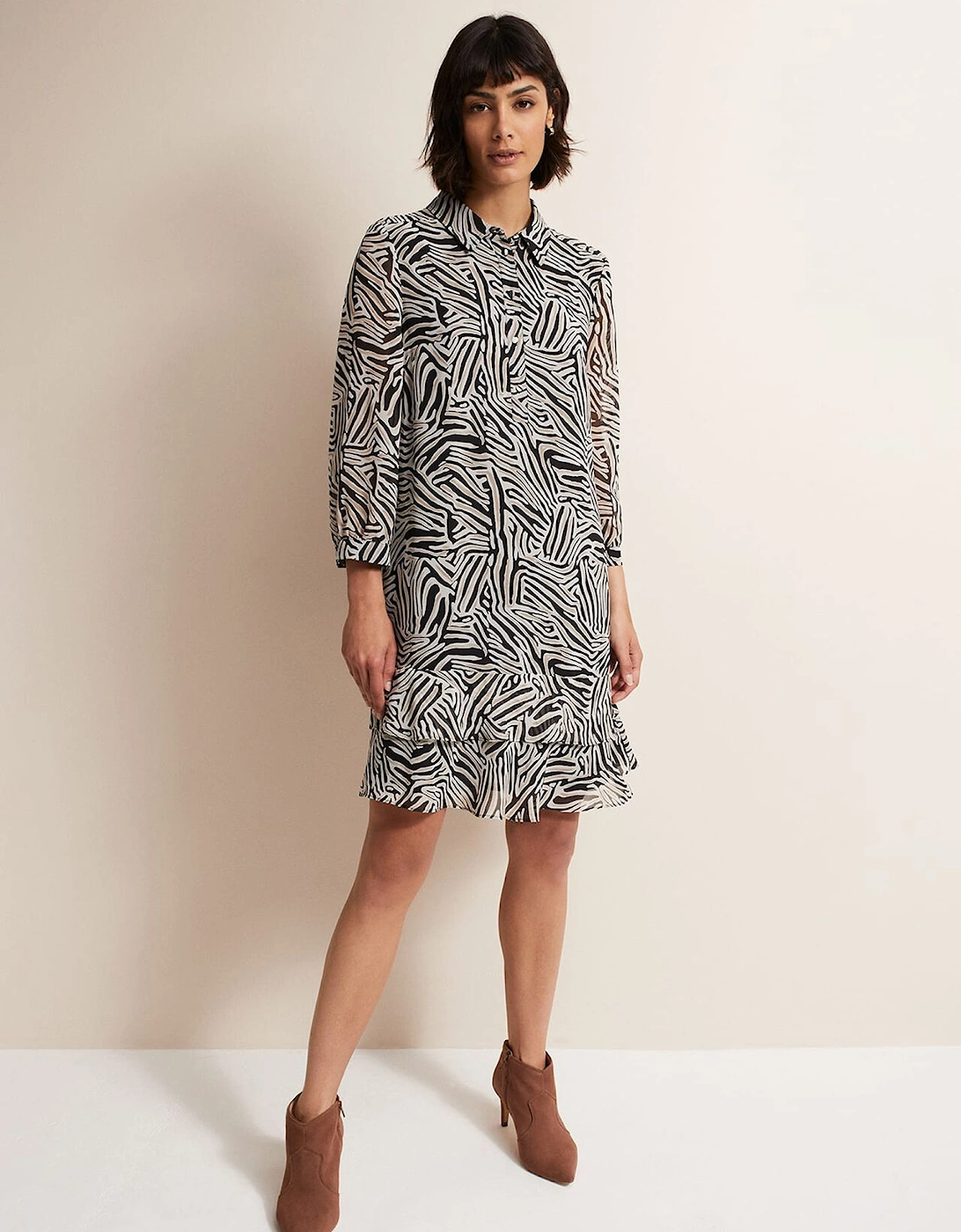 Penelope Zebra Shirt Mini Dress