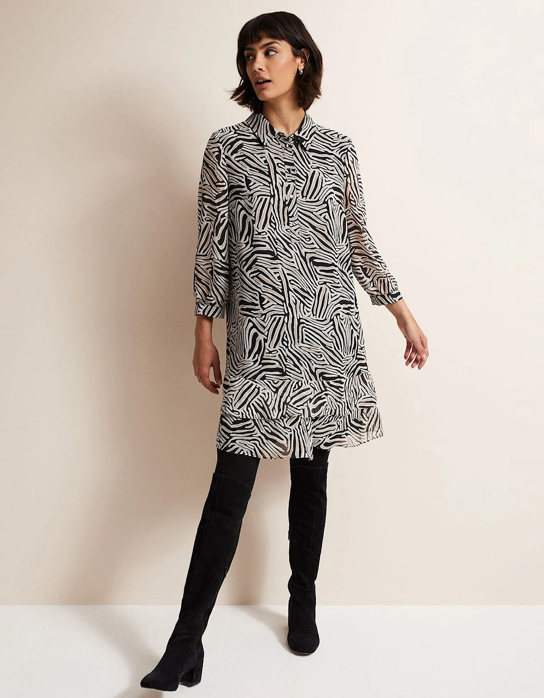 Penelope Zebra Shirt Mini Dress