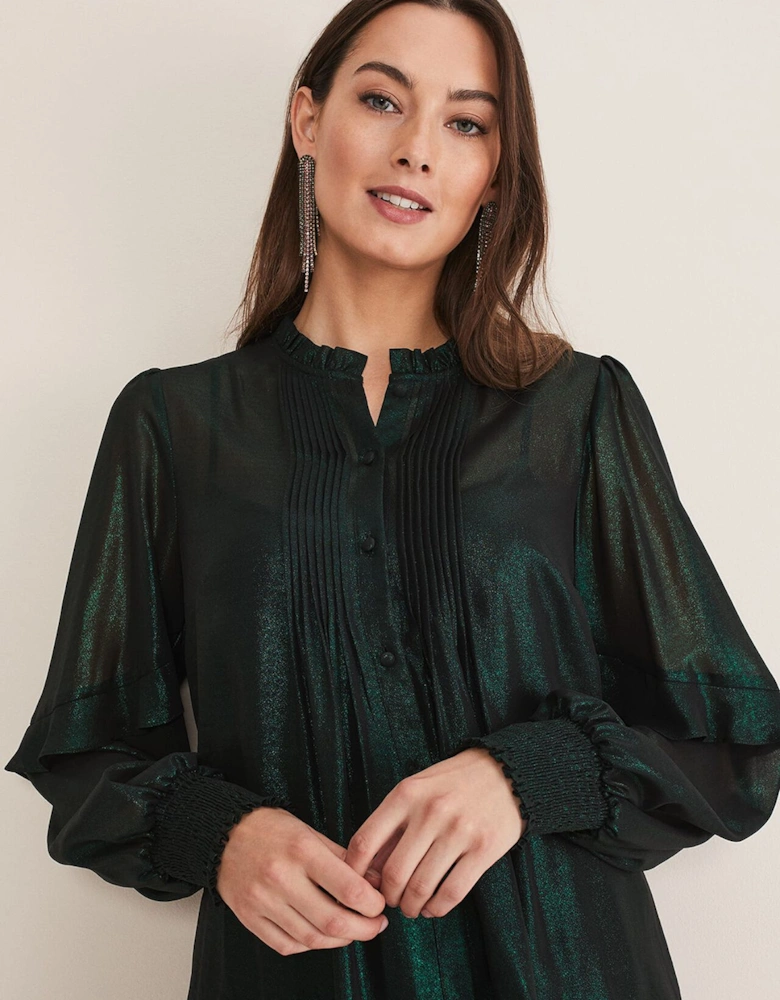 Avis Foil V-Neck Blouse