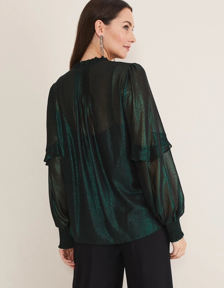 Avis Foil V-Neck Blouse