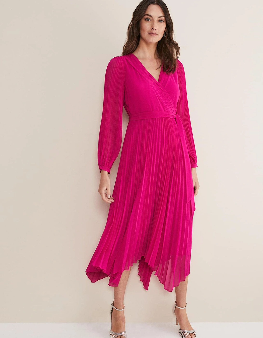 Petra Wrap Pleated Midi Dress