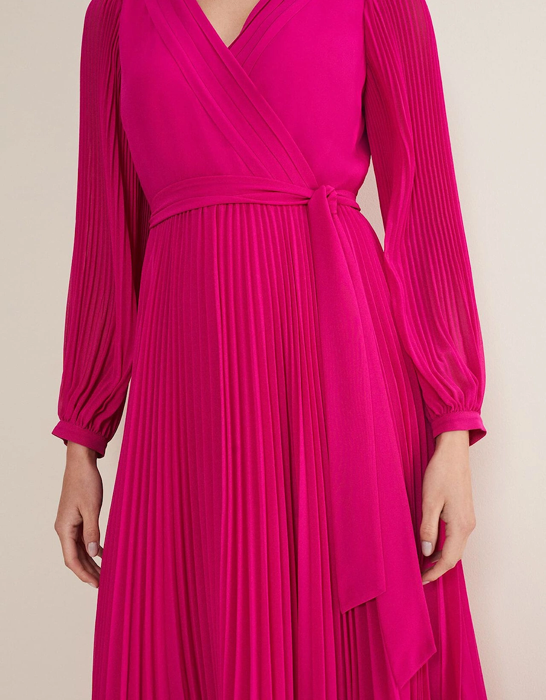 Petra Wrap Pleated Midi Dress