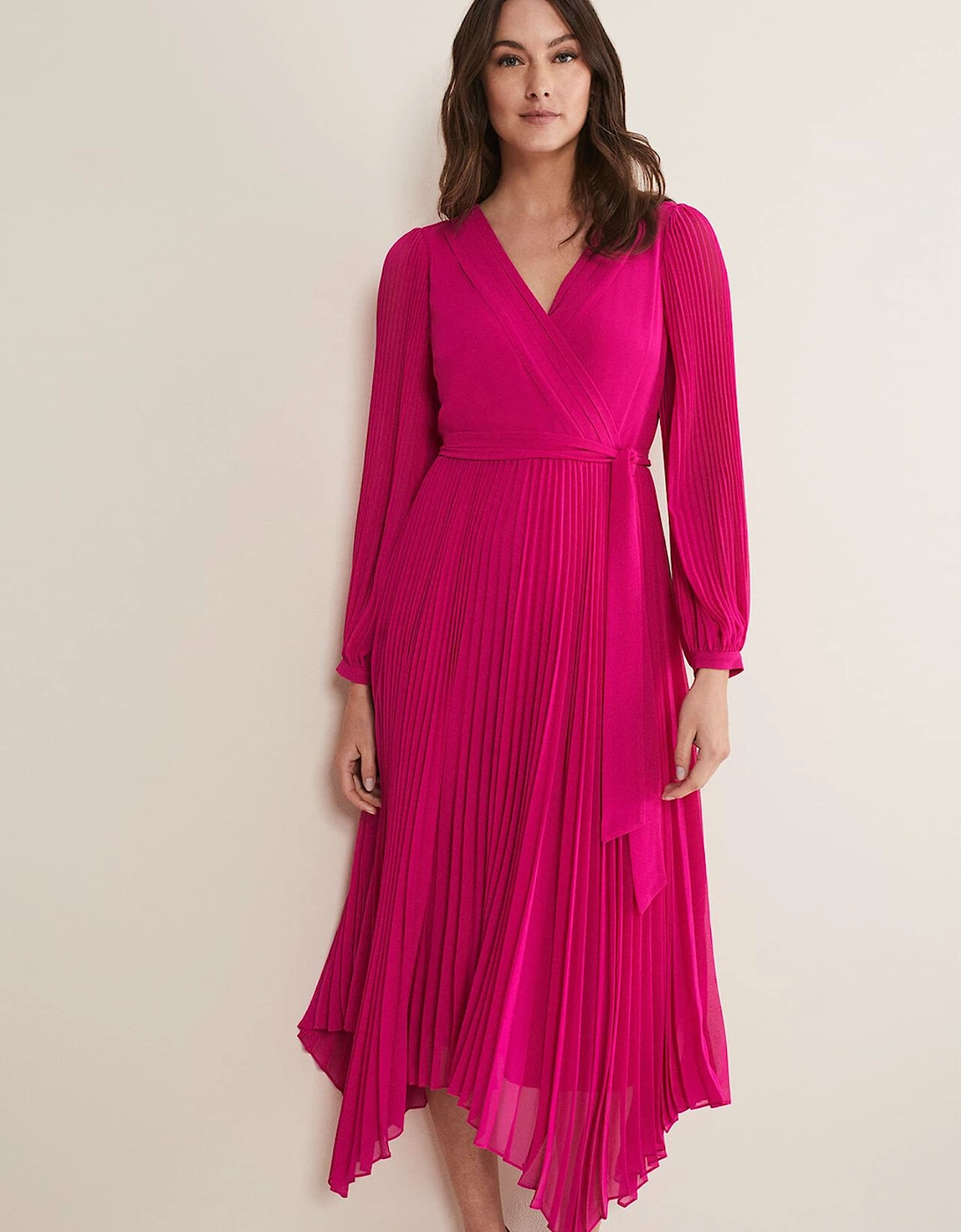 Petra Wrap Pleated Midi Dress