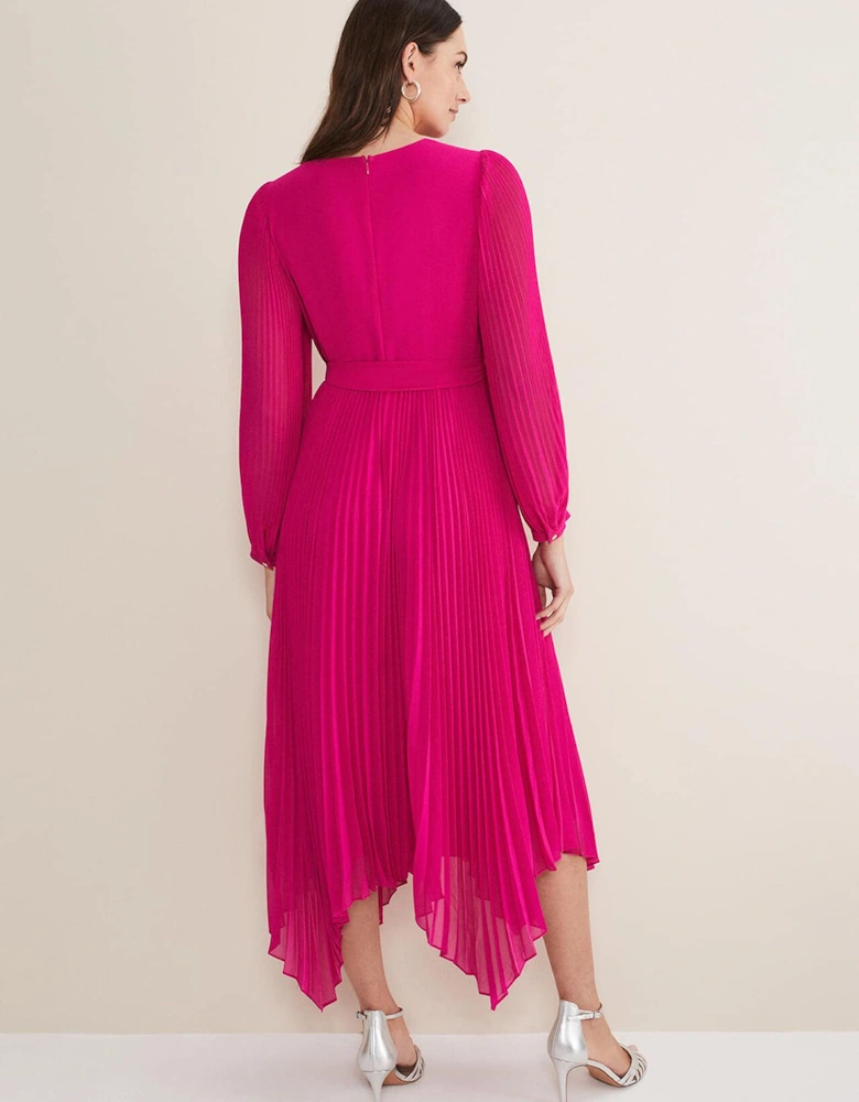 Petra Wrap Pleated Midi Dress