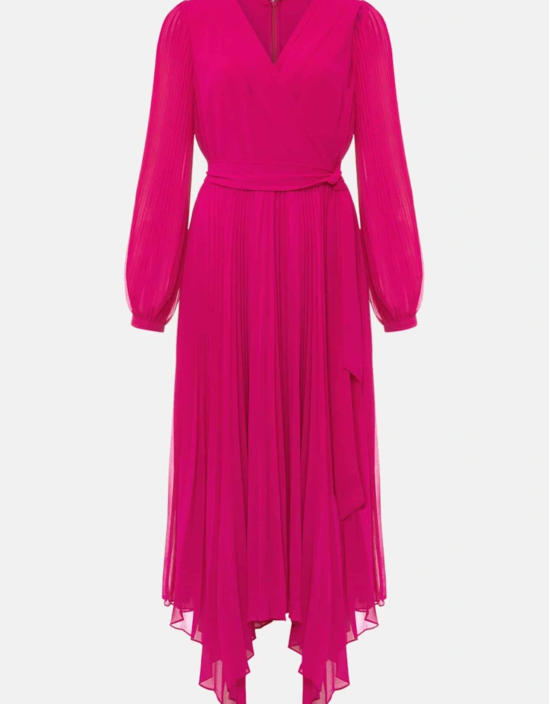 Petra Wrap Pleated Midi Dress