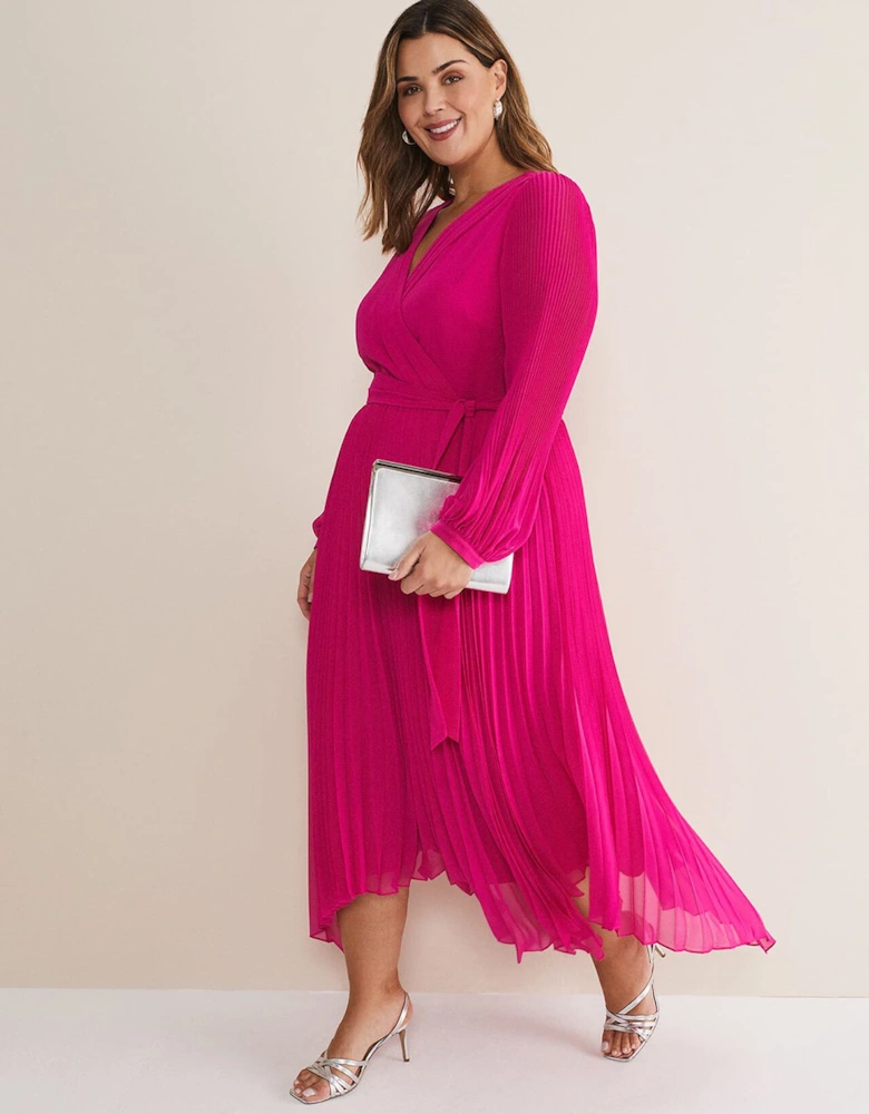 Petra Wrap Pleated Midi Dress