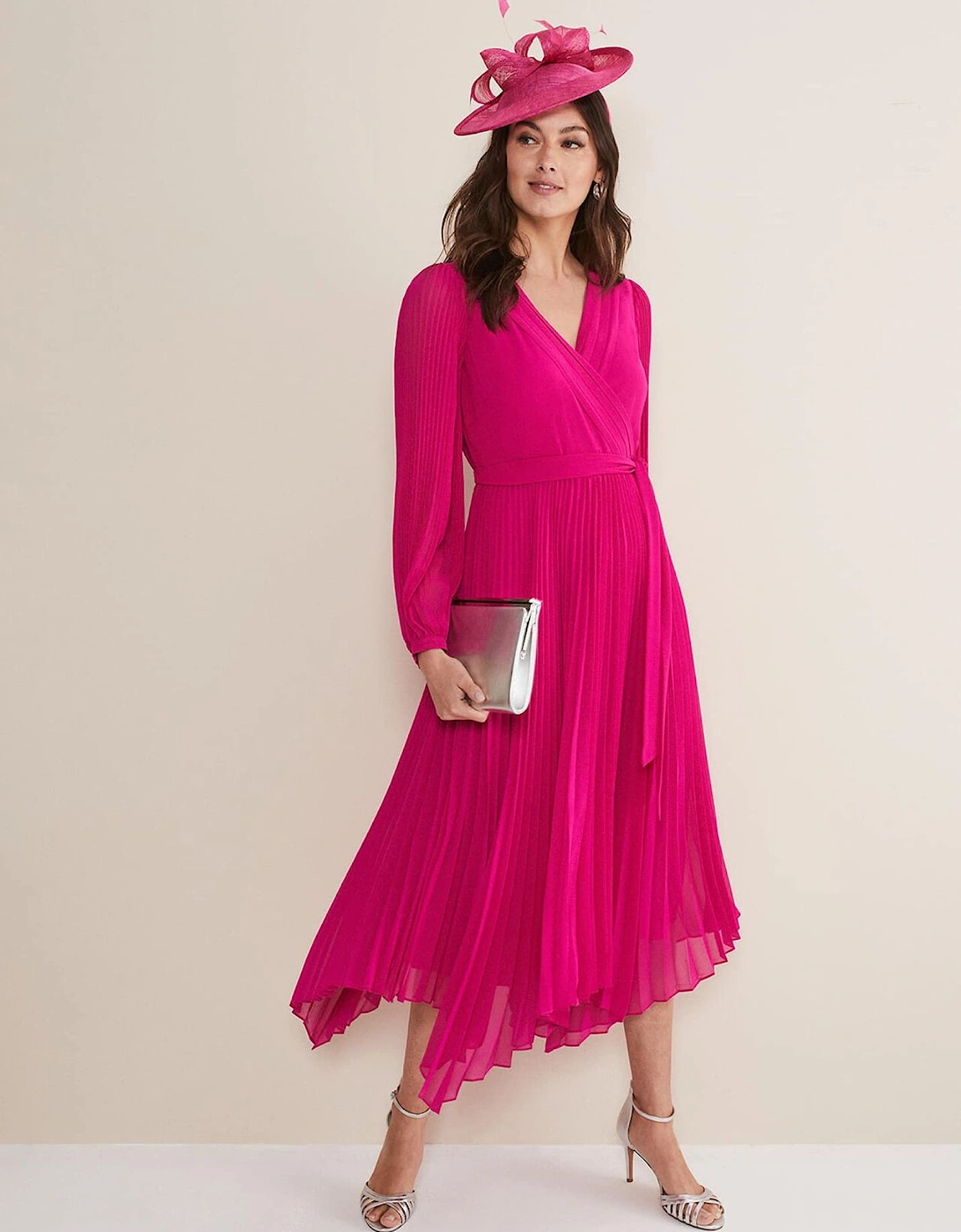 Petra Wrap Pleated Midi Dress