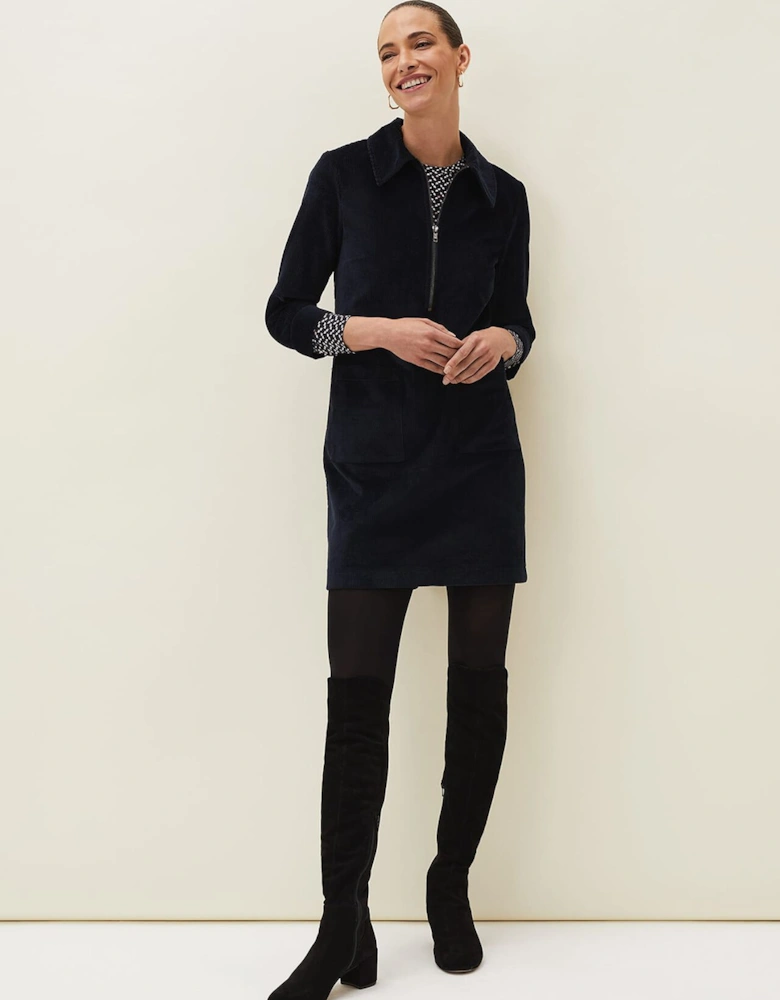 Kirsty Corduroy Zip Front Dress