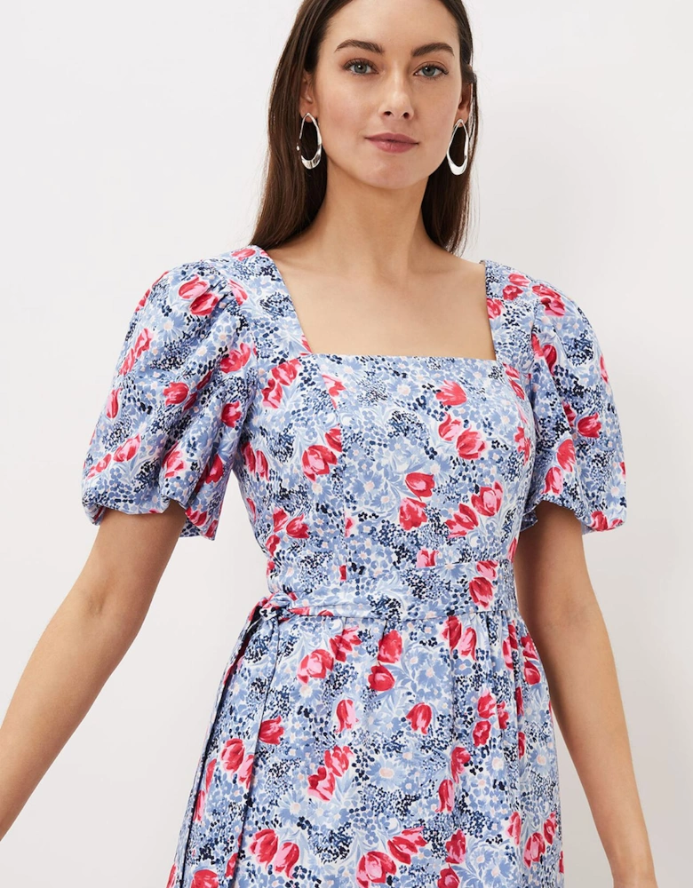 Abbiana Cotton Floral Midi Dress