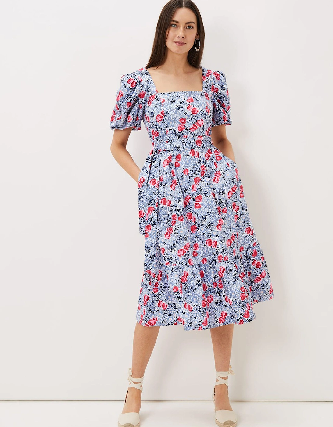 Abbiana Cotton Floral Midi Dress