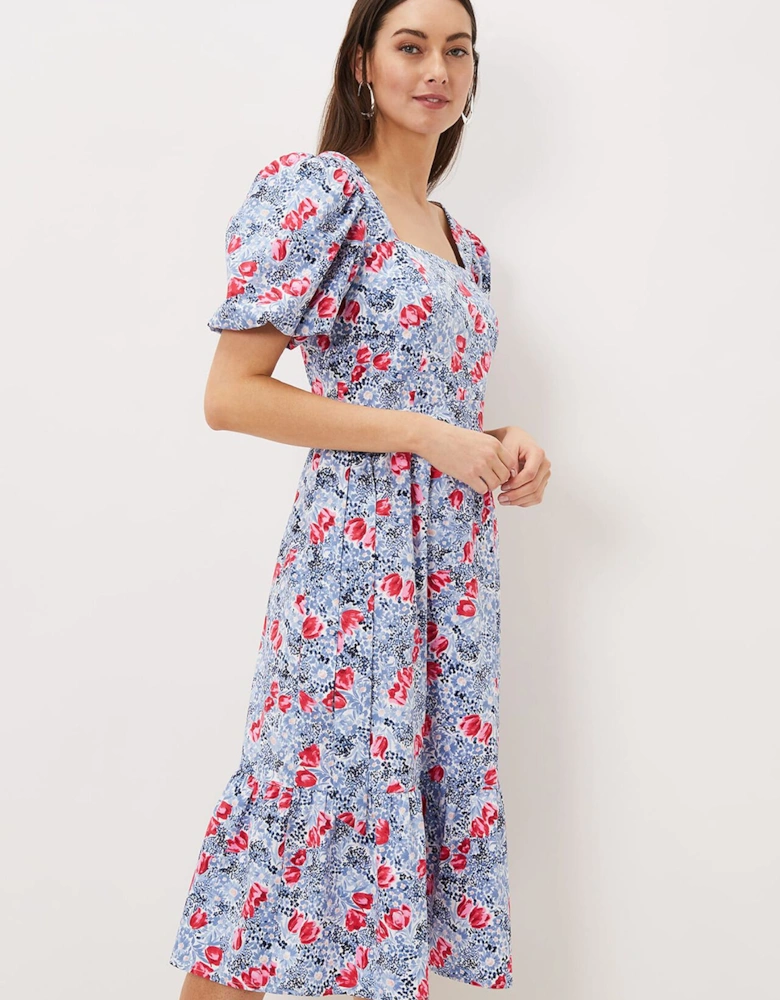 Abbiana Cotton Floral Midi Dress