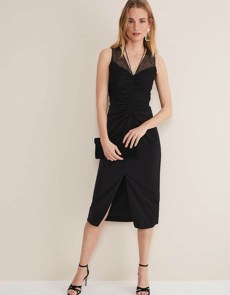 Leah Ruched Midi Dress