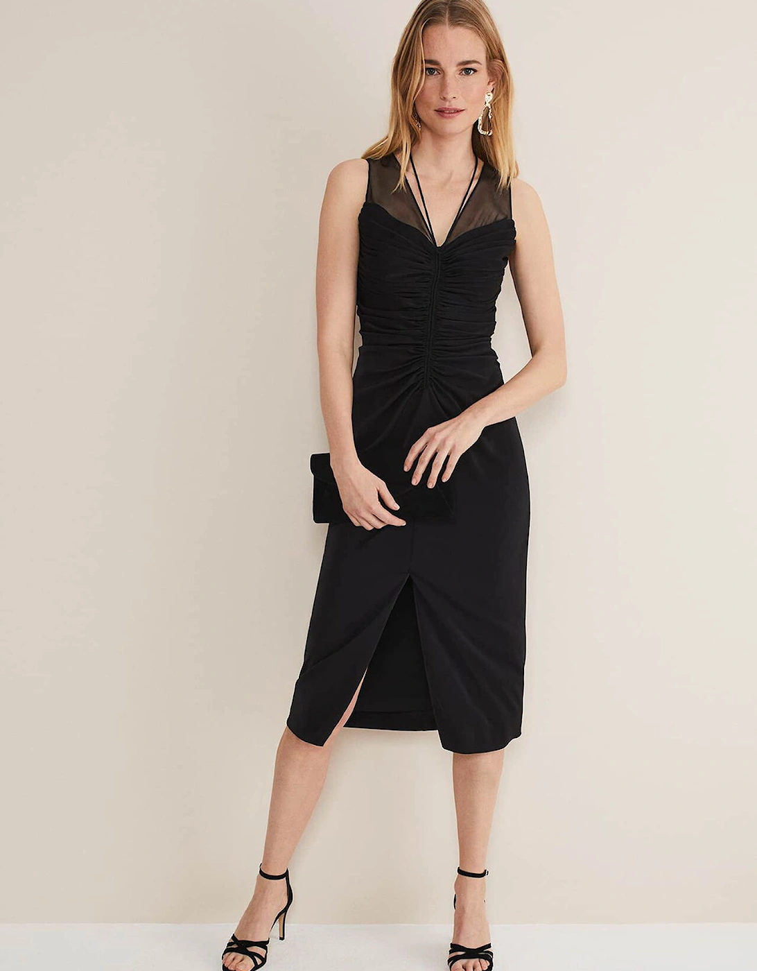 Leah Ruched Midi Dress