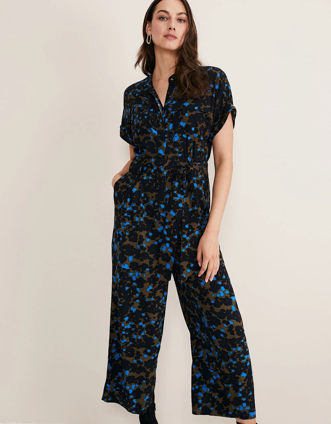 Nell Abstract Cropped Wide Leg Jumpsuit