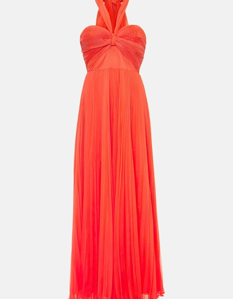 Evangeline Pleated Halterneck Maxi Dress