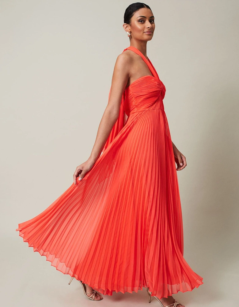 Evangeline Pleated Halterneck Maxi Dress