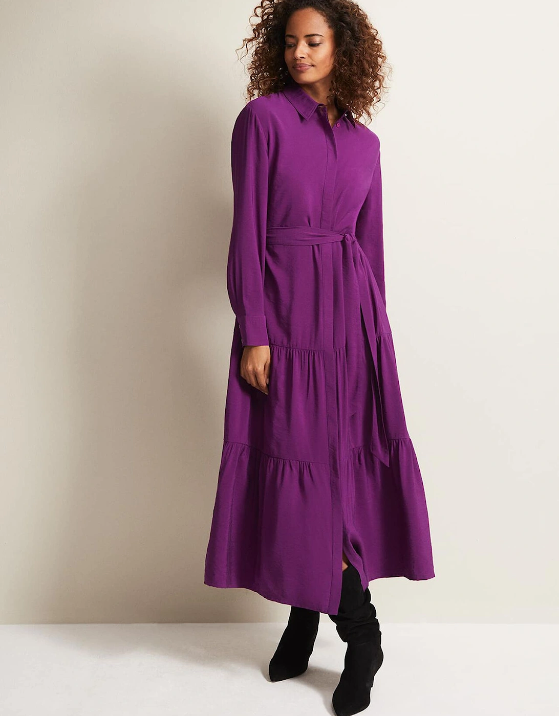 Jayden Purple Shirt Midaxi Dress, 9 of 8