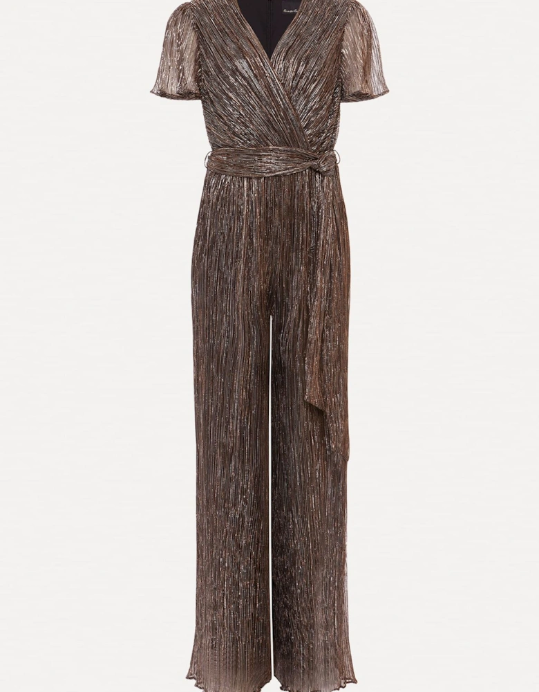 Stella Bronze Plisse Wide Leg Jumpsuit