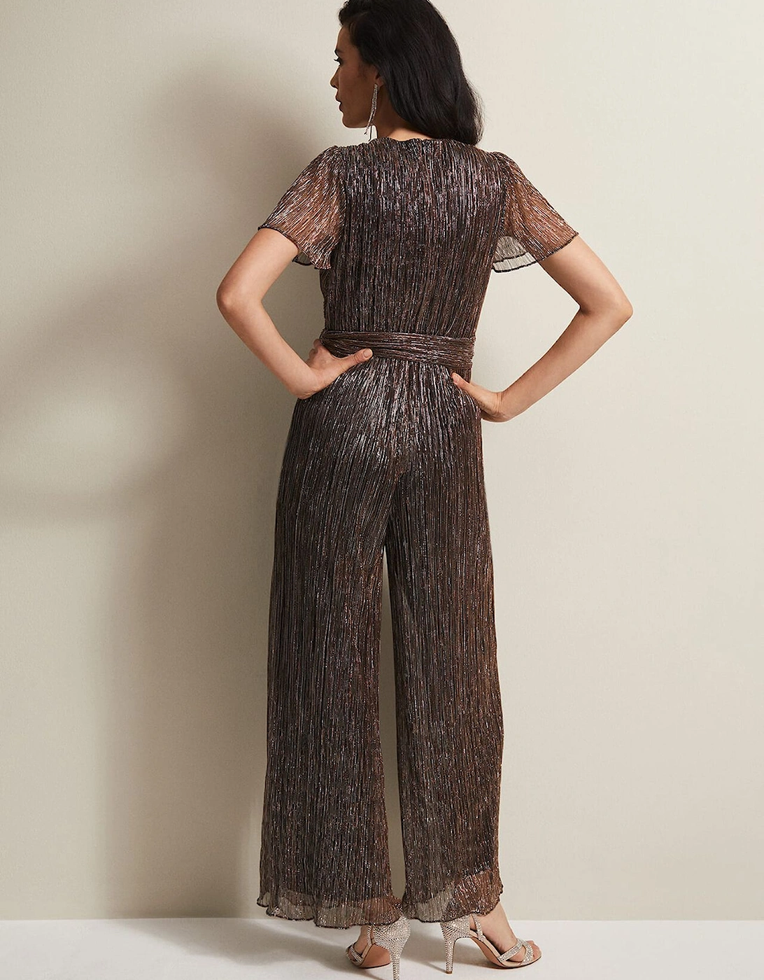 Stella Bronze Plisse Wide Leg Jumpsuit