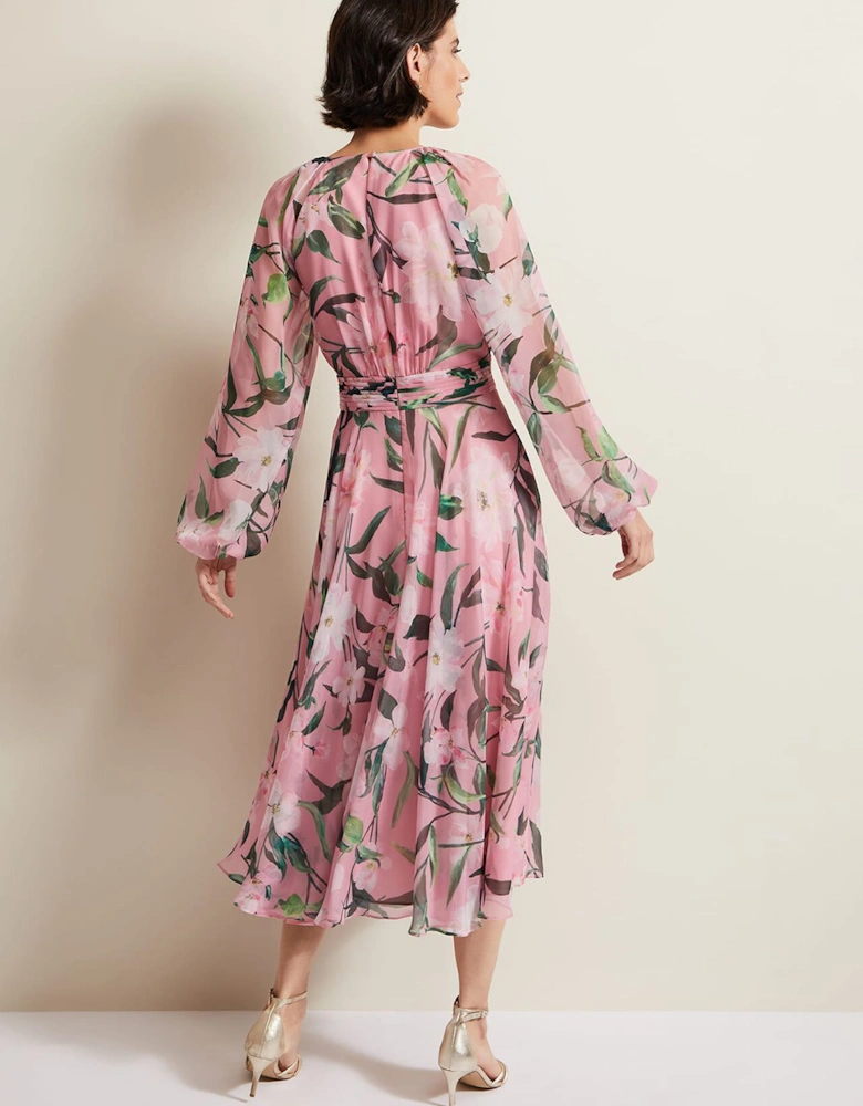 Lina Printed Long Sleeve Midi Dress