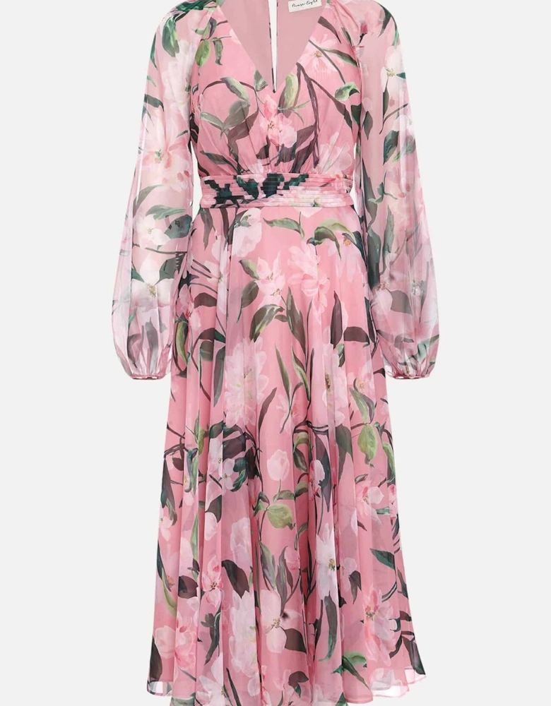 Lina Printed Long Sleeve Midi Dress