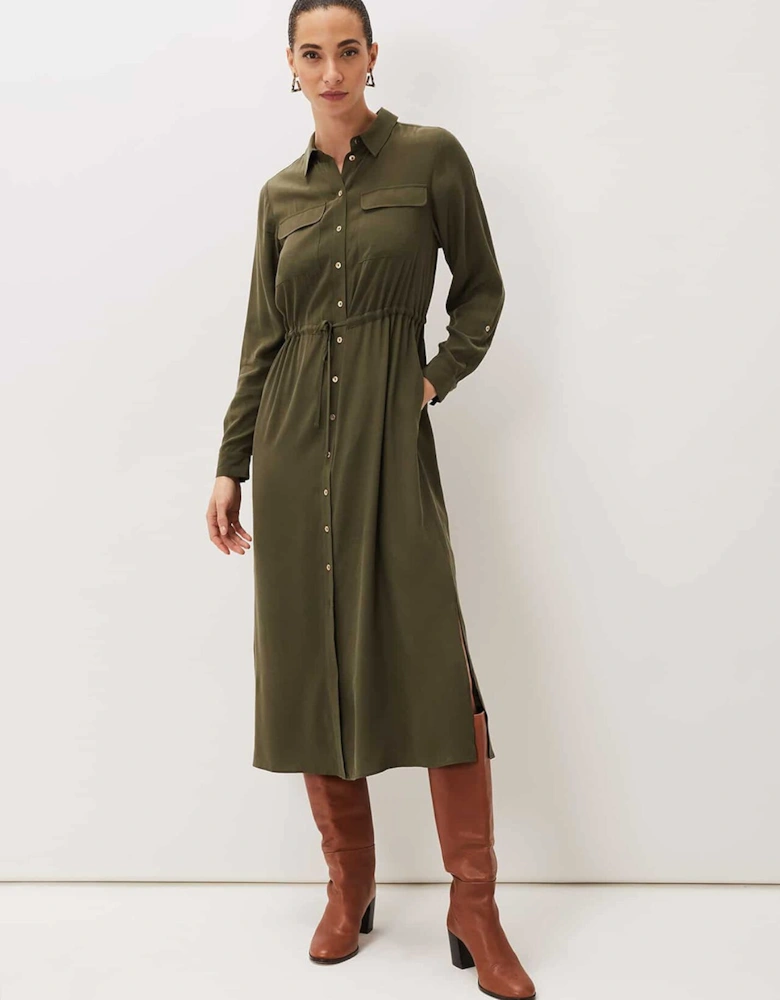 Tana Khaki Midi Dress