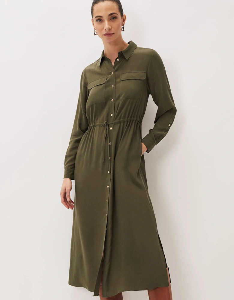 Tana Khaki Midi Dress