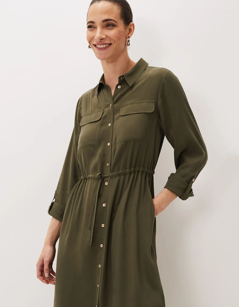 Tana Khaki Midi Dress