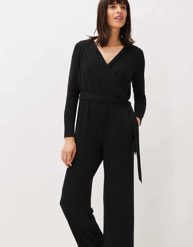 Zarra Wrap Wide Leg Jersey Jumpsuit